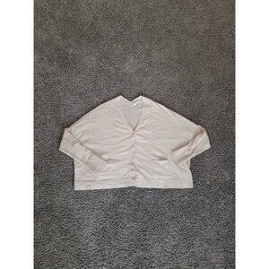 Reiss Boxy V Neck Wool Alpaca Button Cardigan Wmn L Long Sleeve Pink Pockets